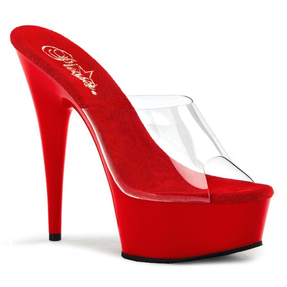 Pleaser Delight 601 Red Platform Heels - Picture 1 of 5